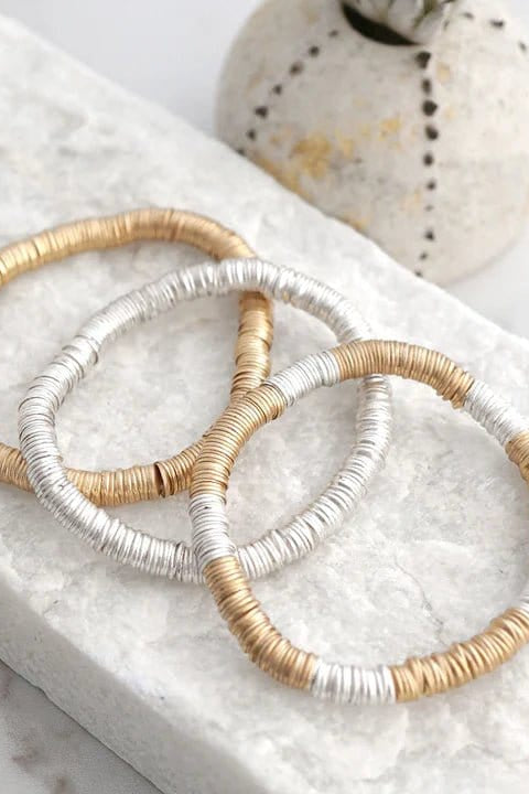 CB2161 Heishi Disc Stretch Bracelet - MiMi Wholesale