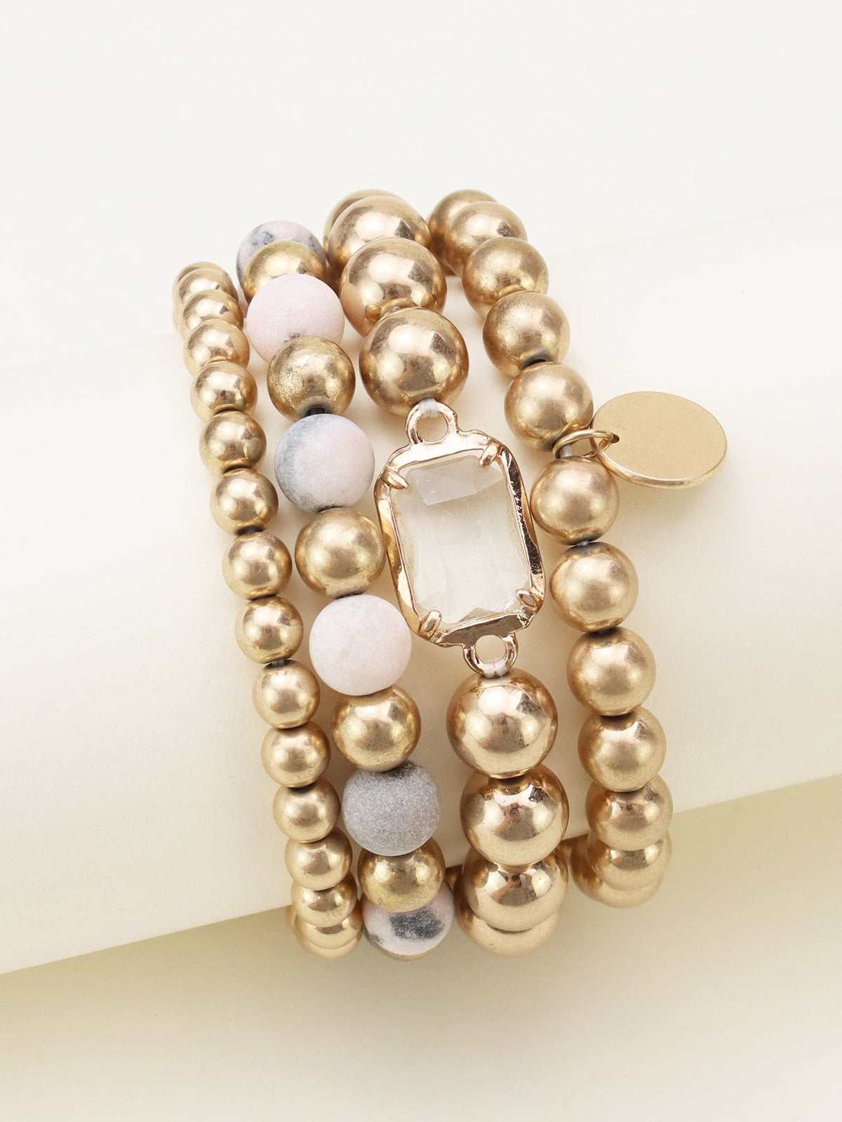 CB2172 4 Piece CCB Semi Precious Bracelet Set - MiMi Wholesale