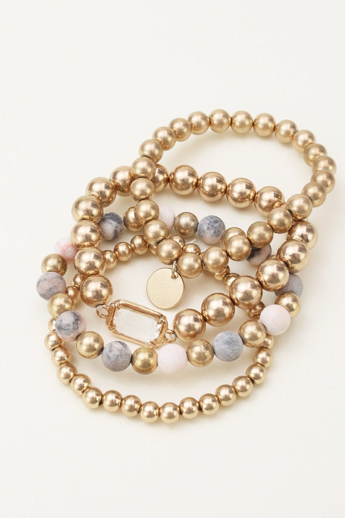 CB2172 4 Piece CCB Semi Precious Bracelet Set - MiMi Wholesale