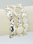 CB2253 3 Piece CCB Pearl Stretch Bracelet Set - MiMi Wholesale