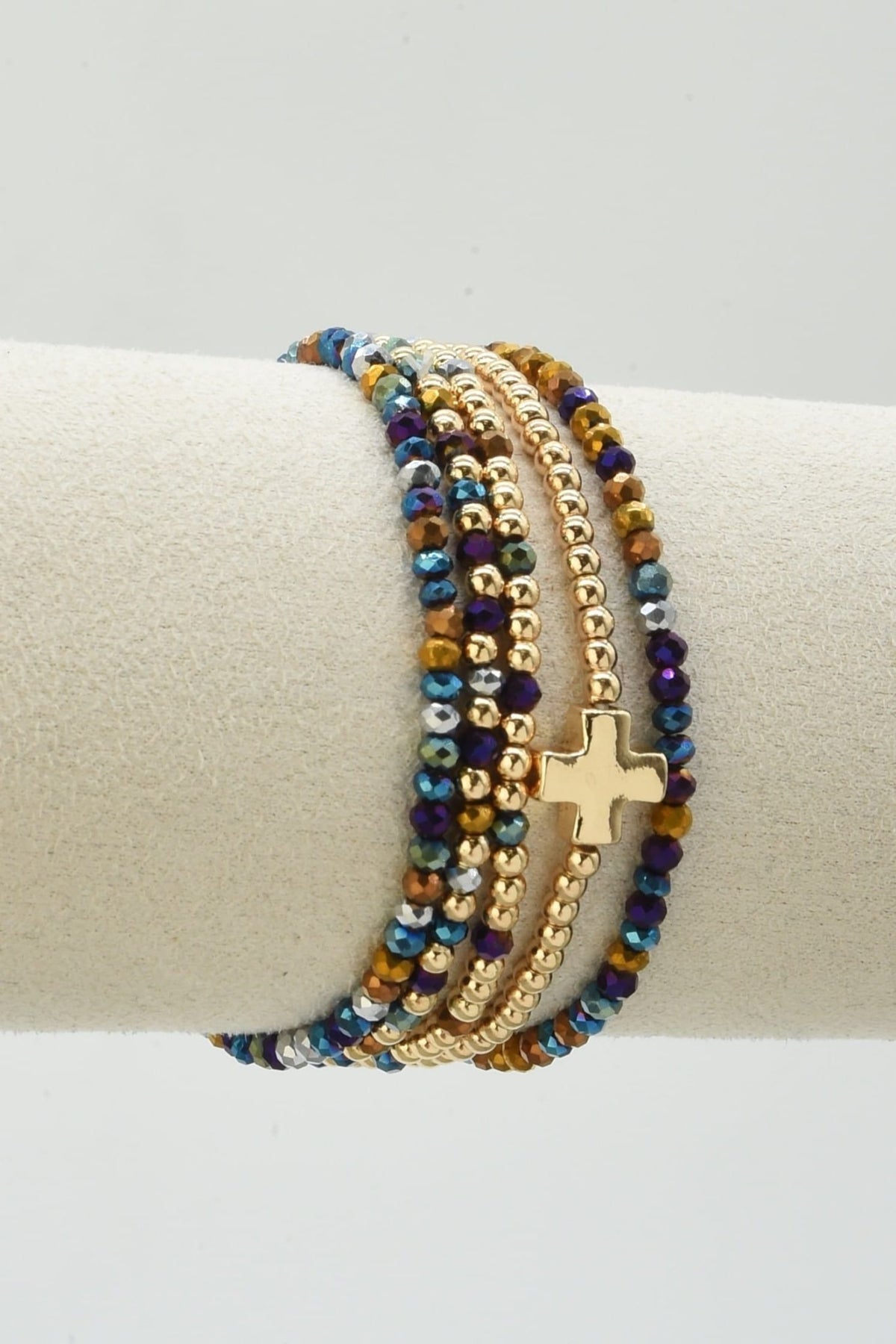 CB2266 5 Piece Glass CCB Stretch Bracelet Set - MiMi Wholesale