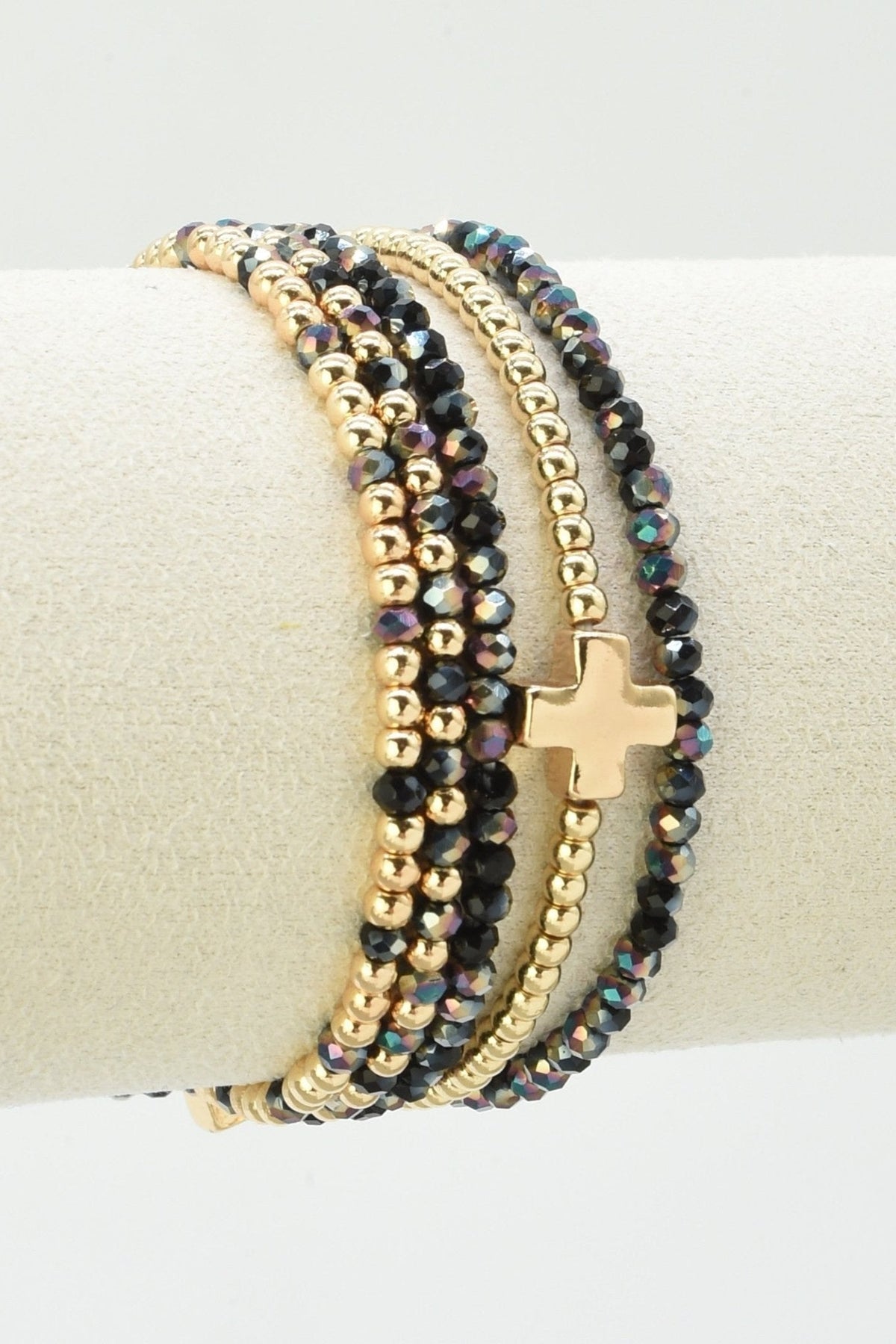 CB2266 5 Piece Glass CCB Stretch Bracelet Set - MiMi Wholesale