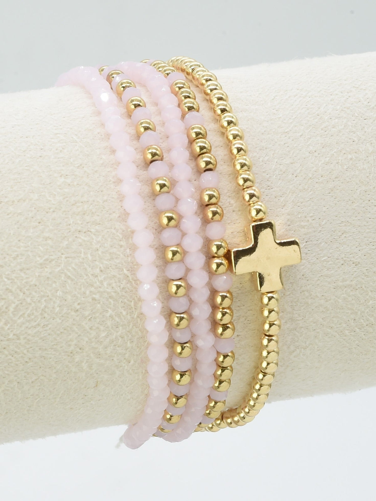 CB2266 5 Piece Glass CCB Stretch Bracelet Set - MiMi Wholesale