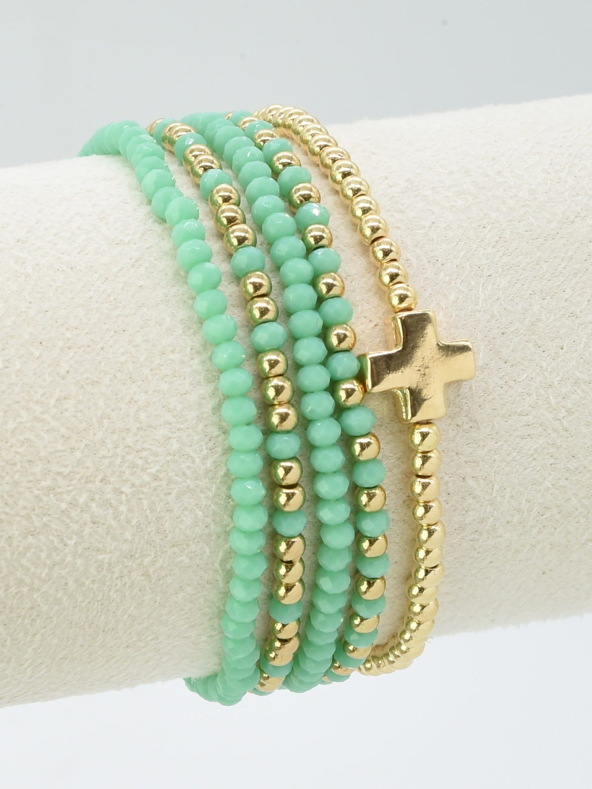 CB2266 5 Piece Glass CCB Stretch Bracelet Set - MiMi Wholesale