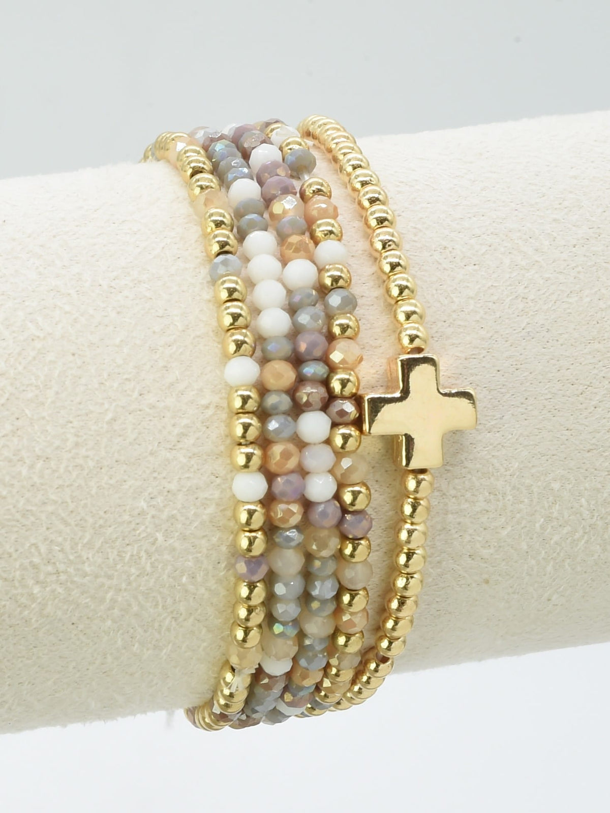 CB2266 5 Piece Glass CCB Stretch Bracelet Set - MiMi Wholesale
