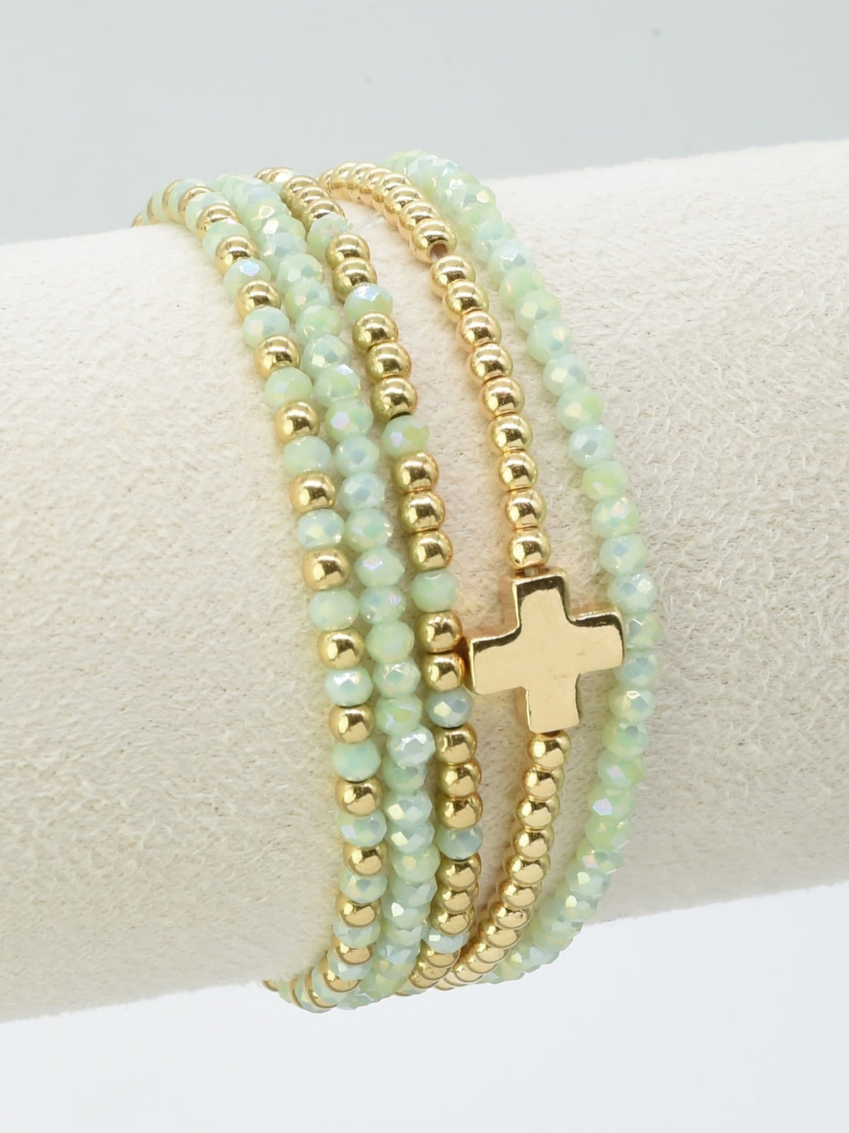 CB2266 5 Piece Glass CCB Stretch Bracelet Set - MiMi Wholesale