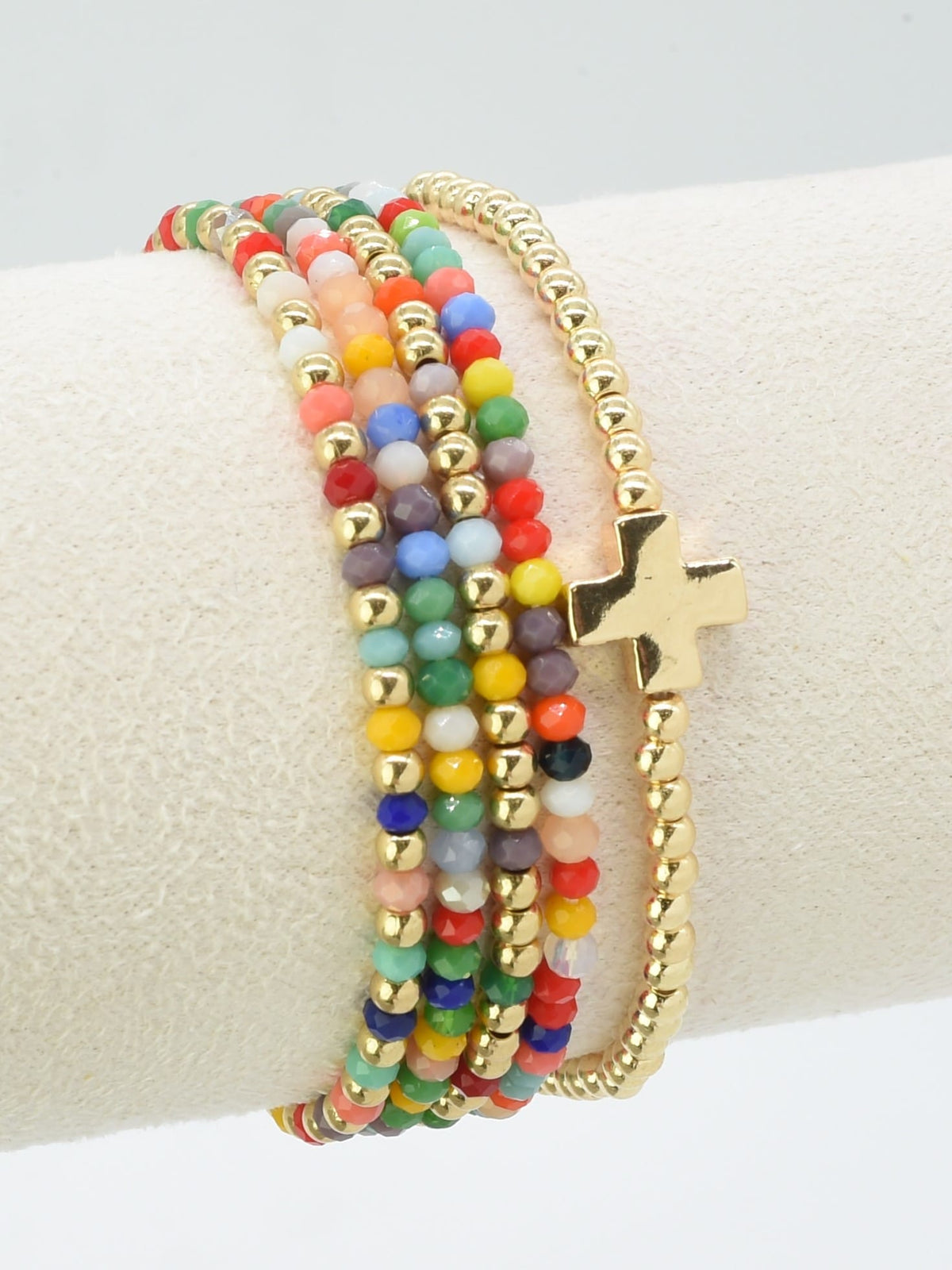 CB2266 5 Piece Glass CCB Stretch Bracelet Set - MiMi Wholesale