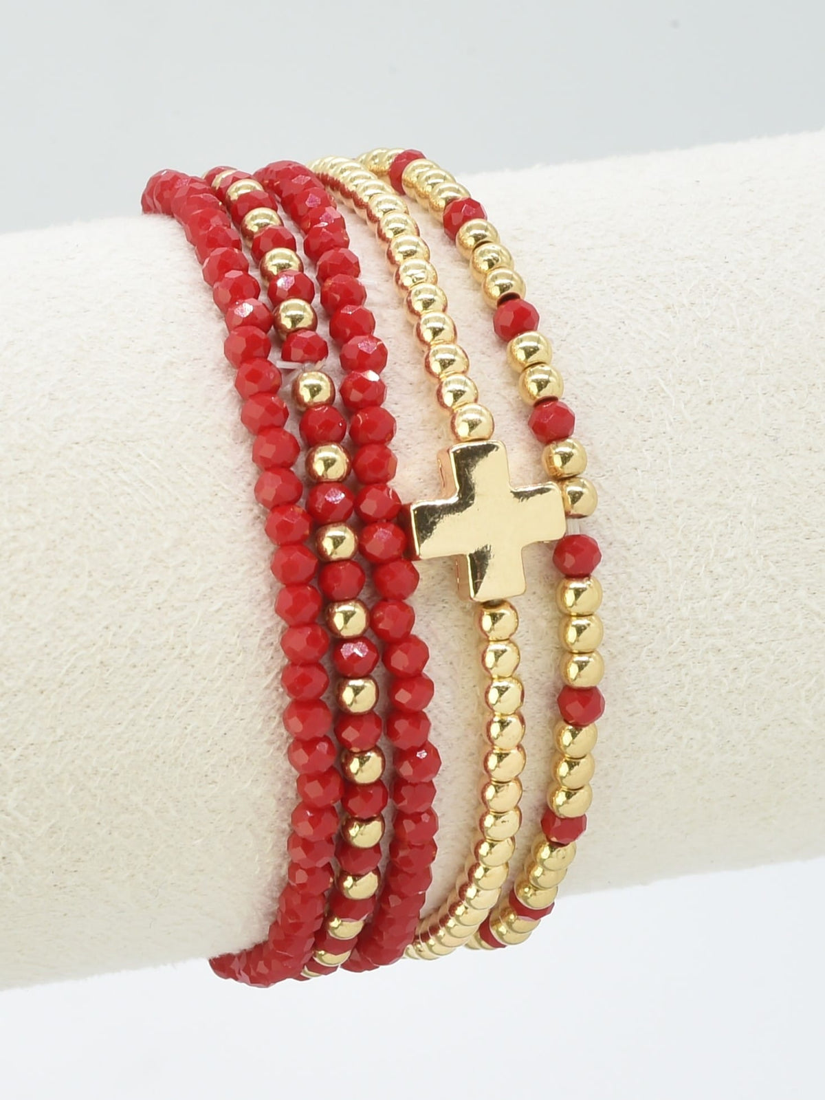 CB2266 5 Piece Glass CCB Stretch Bracelet Set - MiMi Wholesale