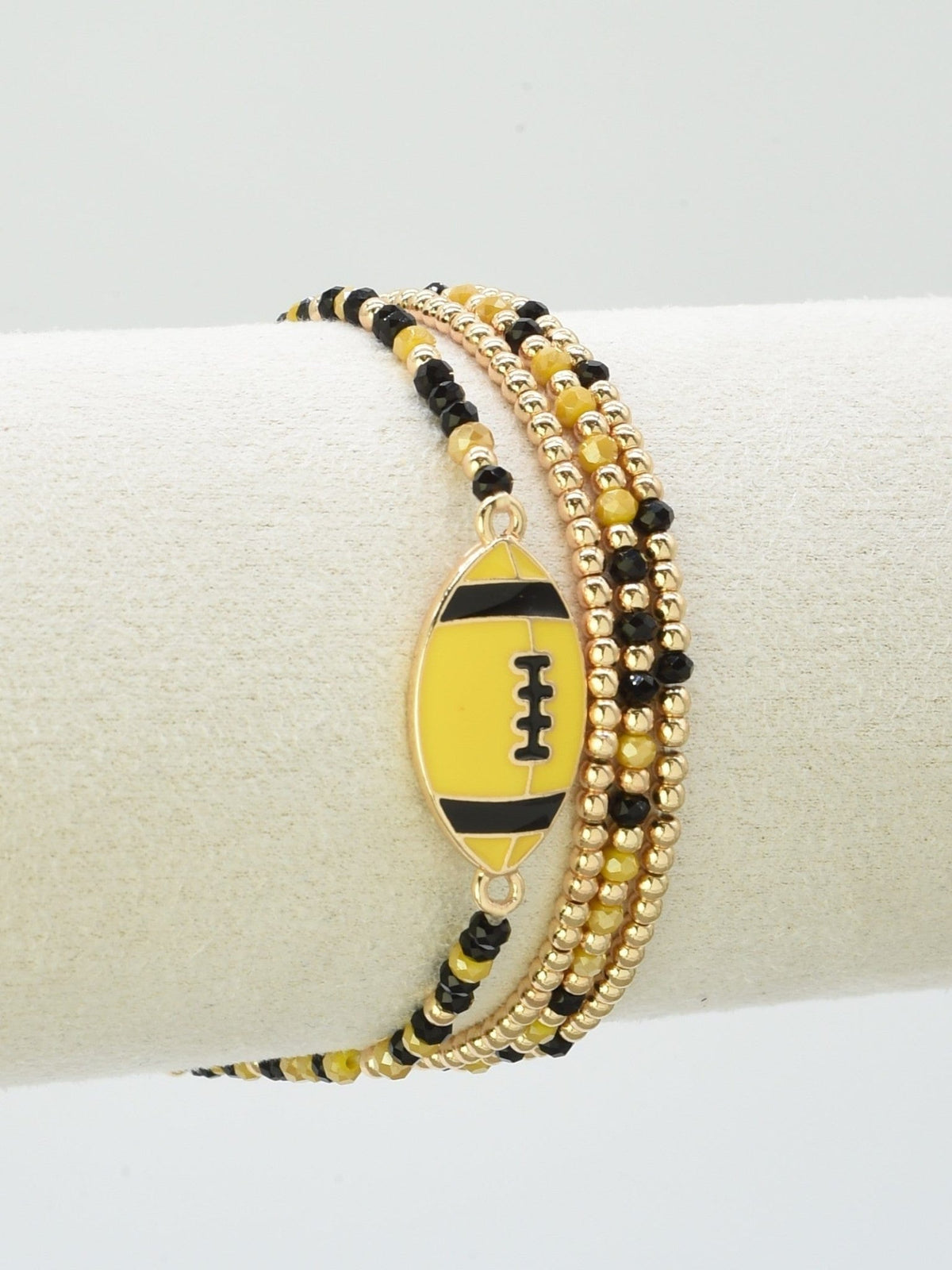 CB2299 Gameday Beaded Football Charm Bracelet Set - MiMi Wholesale