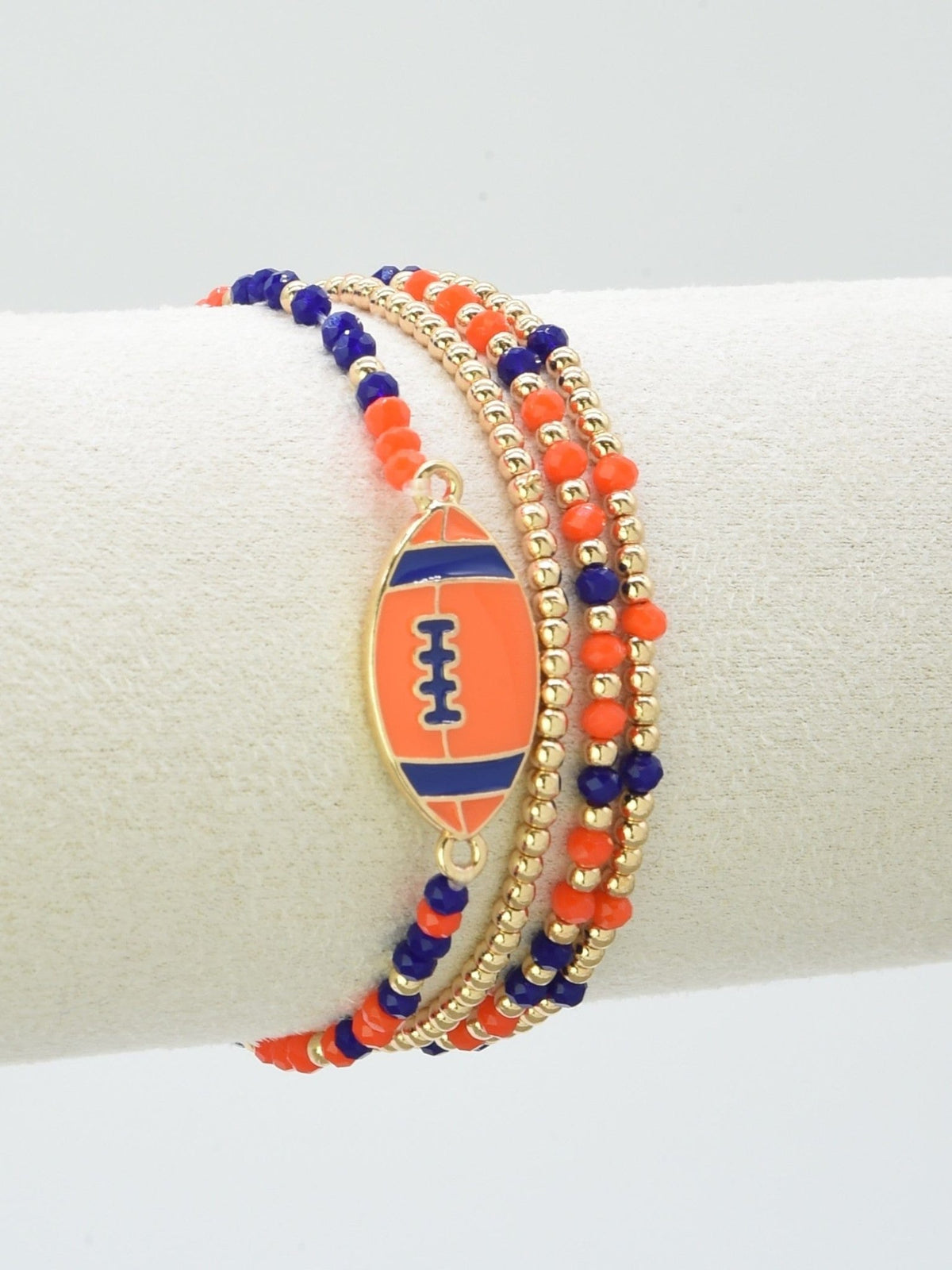 CB2299 Gameday Beaded Football Charm Bracelet Set - MiMi Wholesale