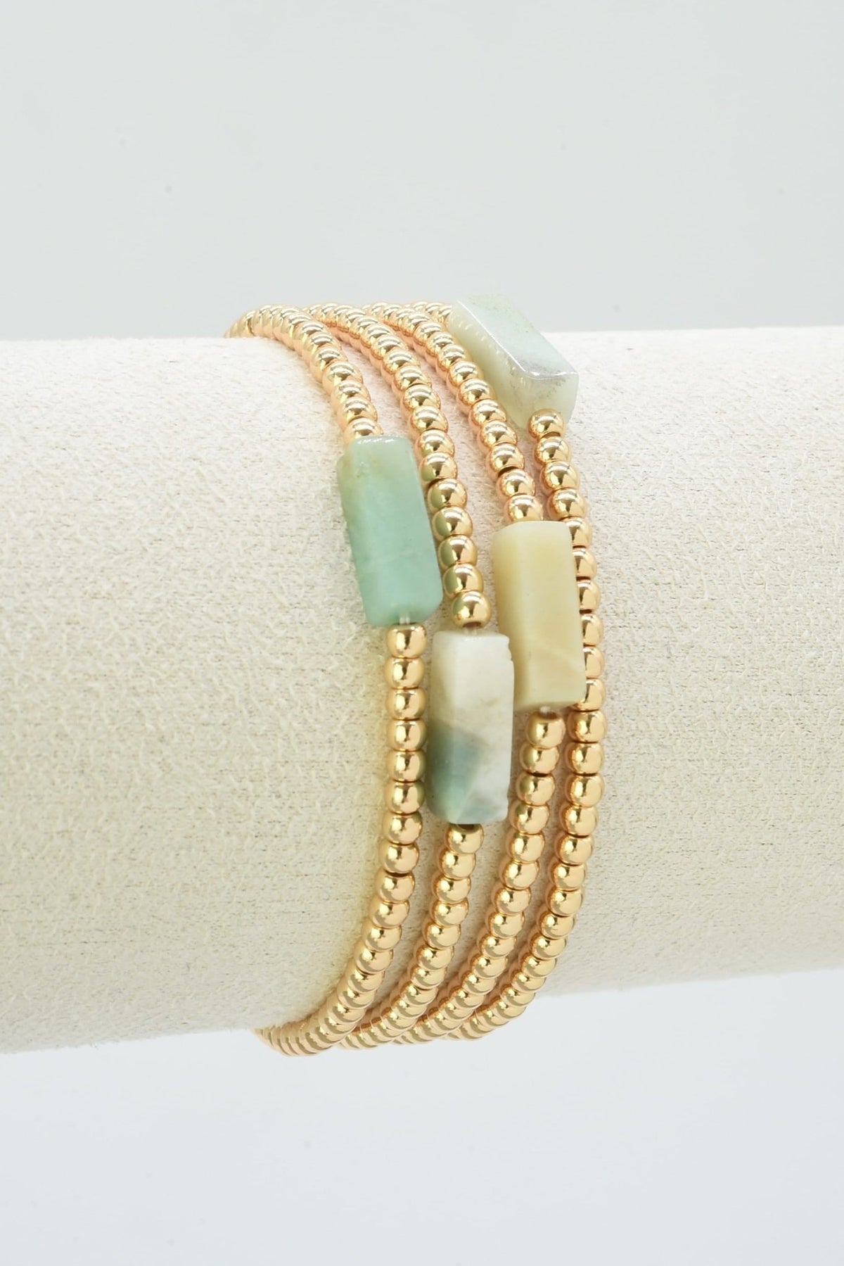 CB2348 4 Piece CCB Semi Precious Accent Bracelet Set - MiMi Wholesale