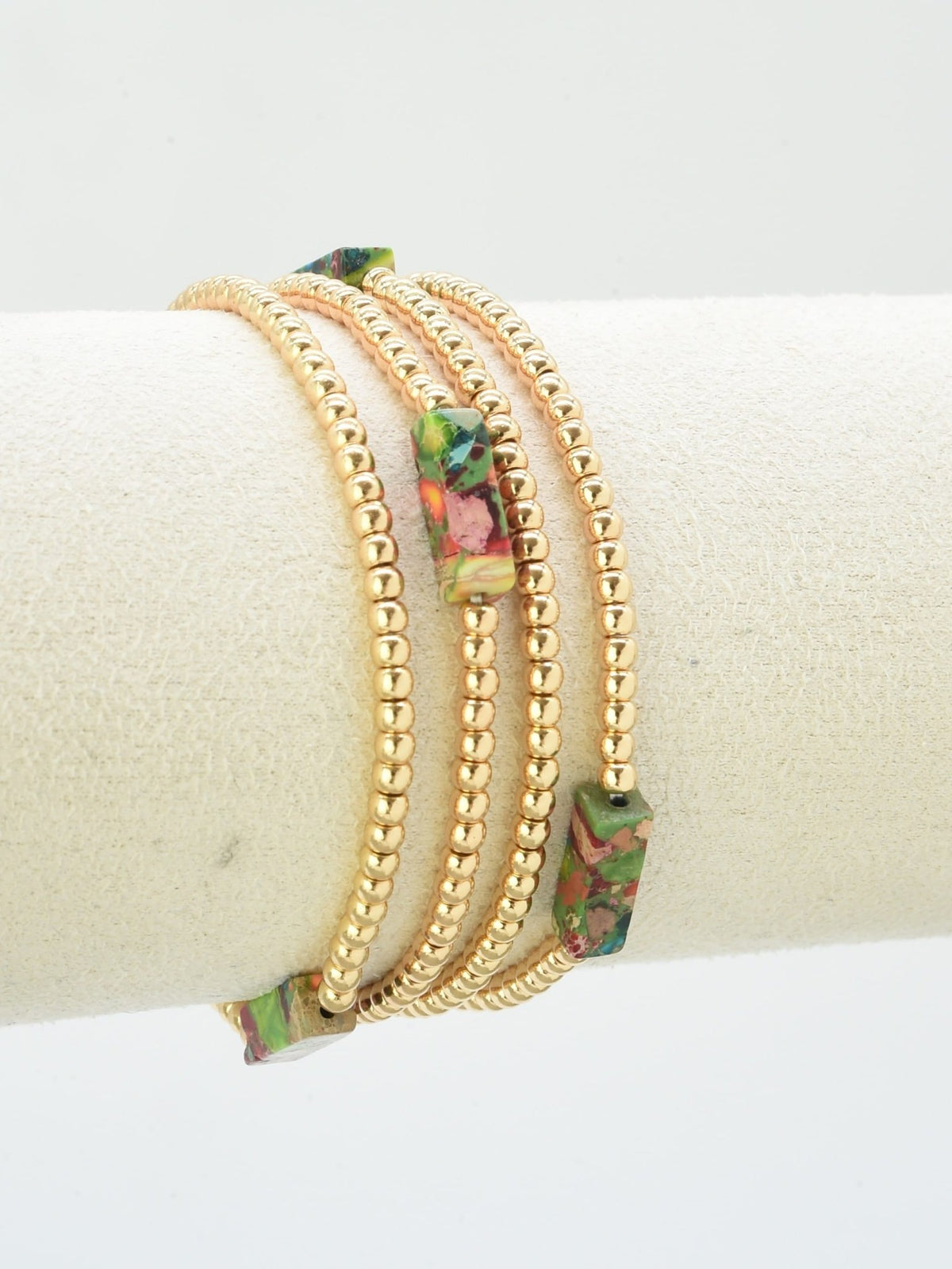 CB2348 4 Piece CCB Semi Precious Accent Bracelet Set - MiMi Wholesale