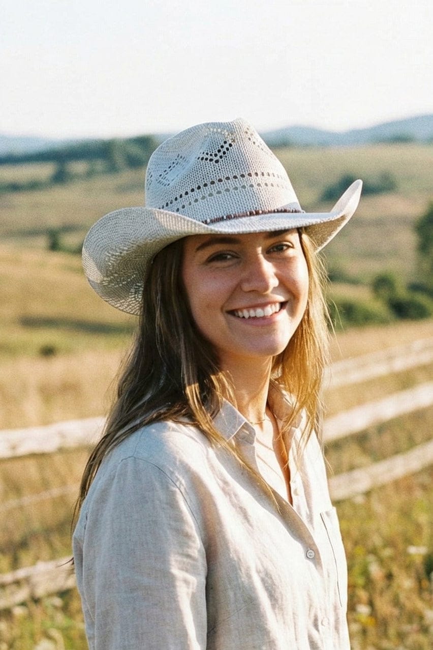 CBC0134 Woven Cowboy Hat With Bead Band - MiMi Wholesale