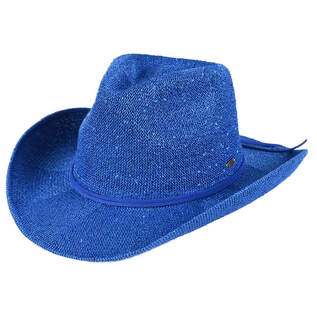 CBC03 C.C Brand Sequin Detail Cowboy Hat With Suede Trim - MiMi Wholesale