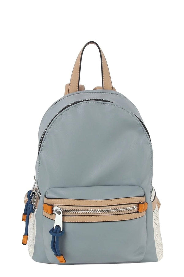 CJF133 Goldie Colorblock Double Zip Backpack - MiMi Wholesale
