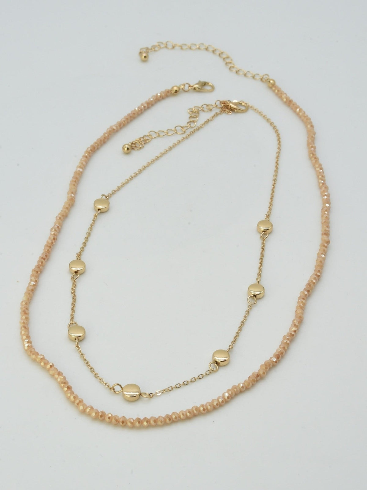 CN4404 2 Piece Chain and Glass Bead Necklace - MiMi Wholesale