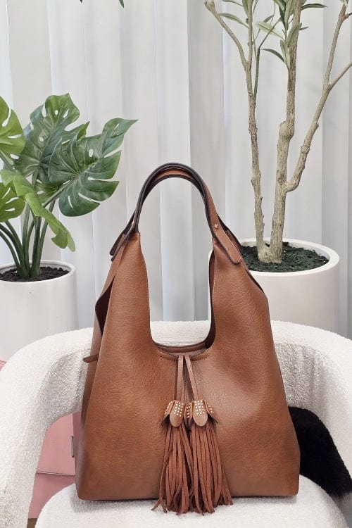 EE85228 Kai Three compartments Hobo with Tassel - MiMi Wholesale