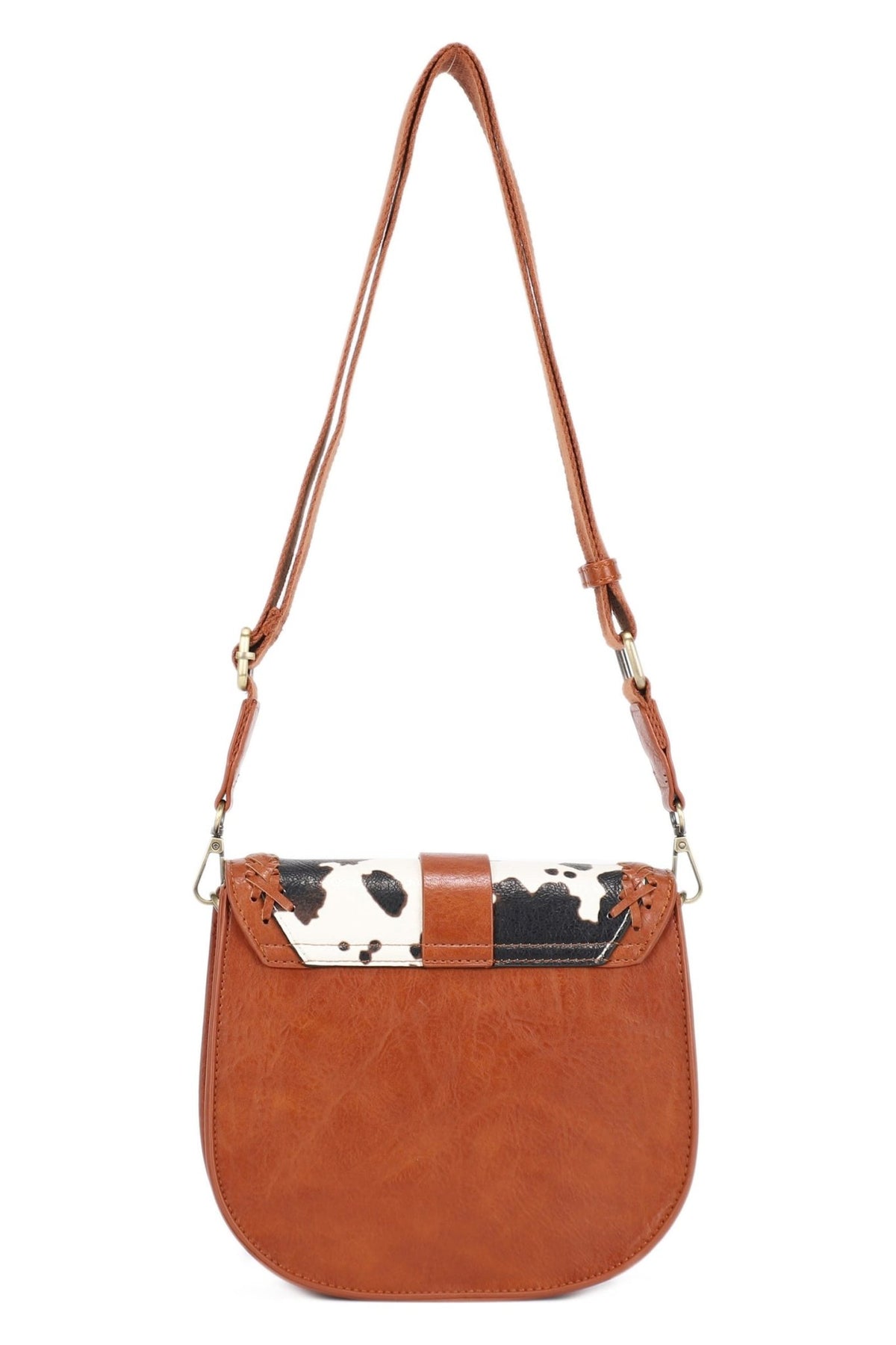 EJ60119-8C Clara Cow Print Saddle Crossbody Bag - MiMi Wholesale