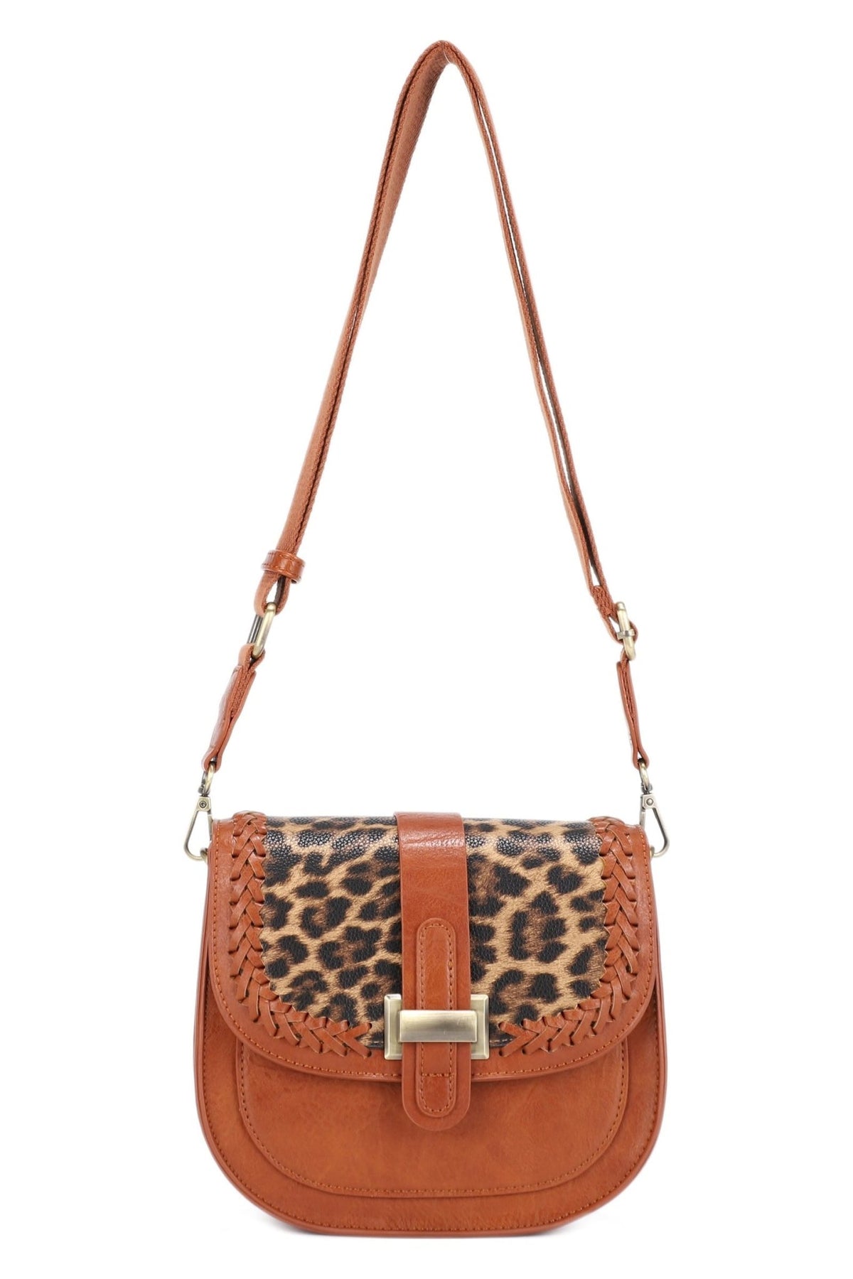 EJ60119-8PL Clara Leopard Print Saddle Crossbody Bag - MiMi Wholesale