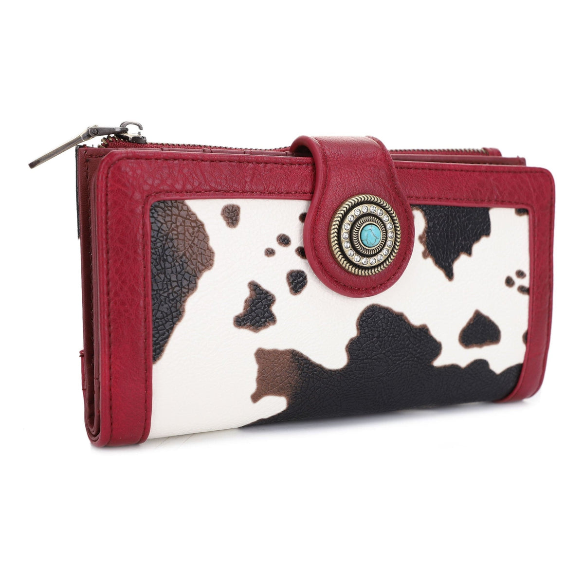 EJ60265C Cow Print Trifold Wallet - MiMi Wholesale