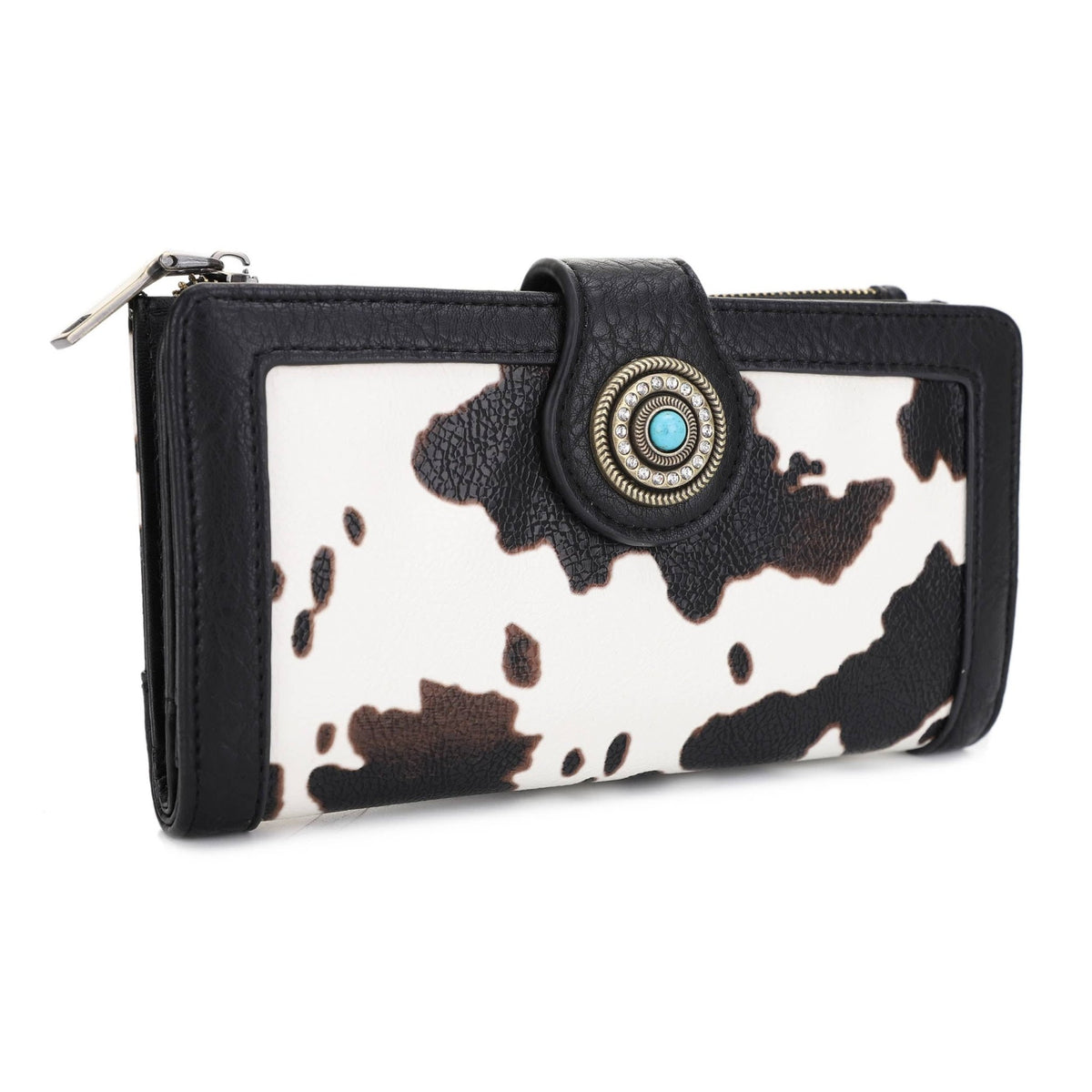EJ60265C Cow Print Trifold Wallet - MiMi Wholesale
