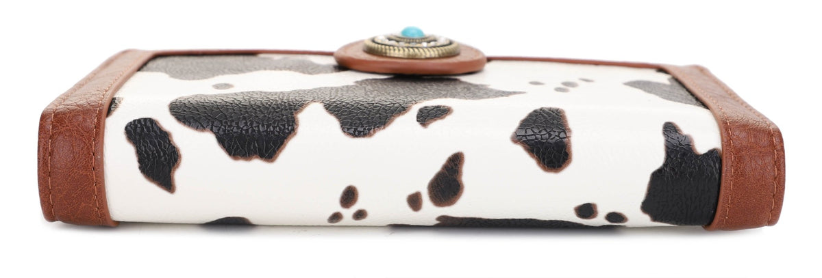 EJ60265C Cow Print Trifold Wallet - MiMi Wholesale