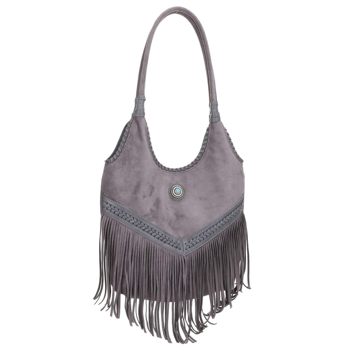 EJ60273SU Faux Suede Western Fringe Tote Bag - MiMi Wholesale