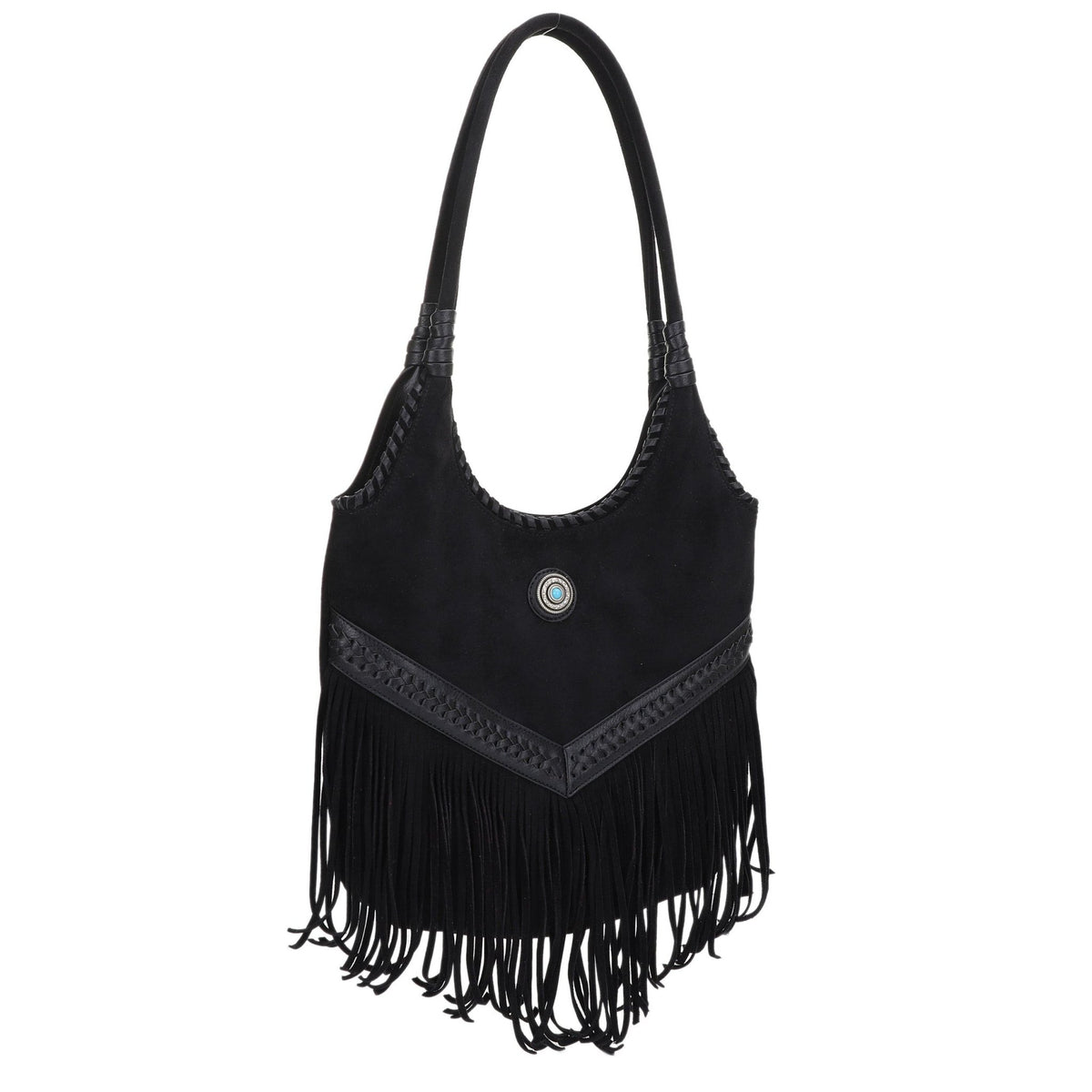 EJ60273SU Faux Suede Western Fringe Tote Bag - MiMi Wholesale