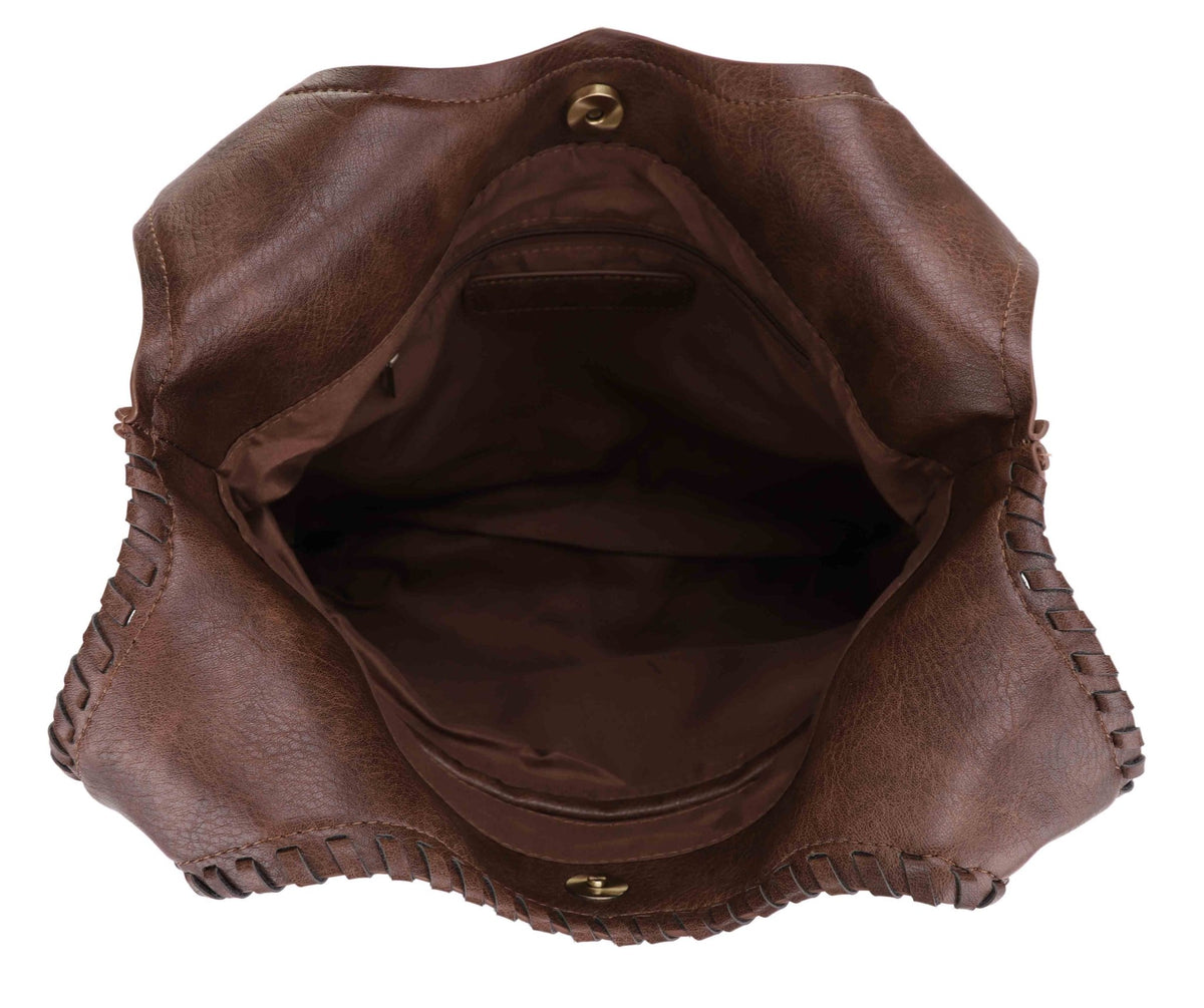 EJ60273SU Faux Suede Western Fringe Tote Bag - MiMi Wholesale