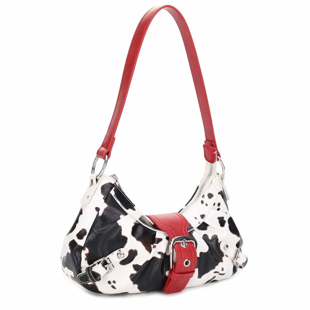 EJ60292C Buckle Baguette Cow Print Shoulder Bag - MiMi Wholesale
