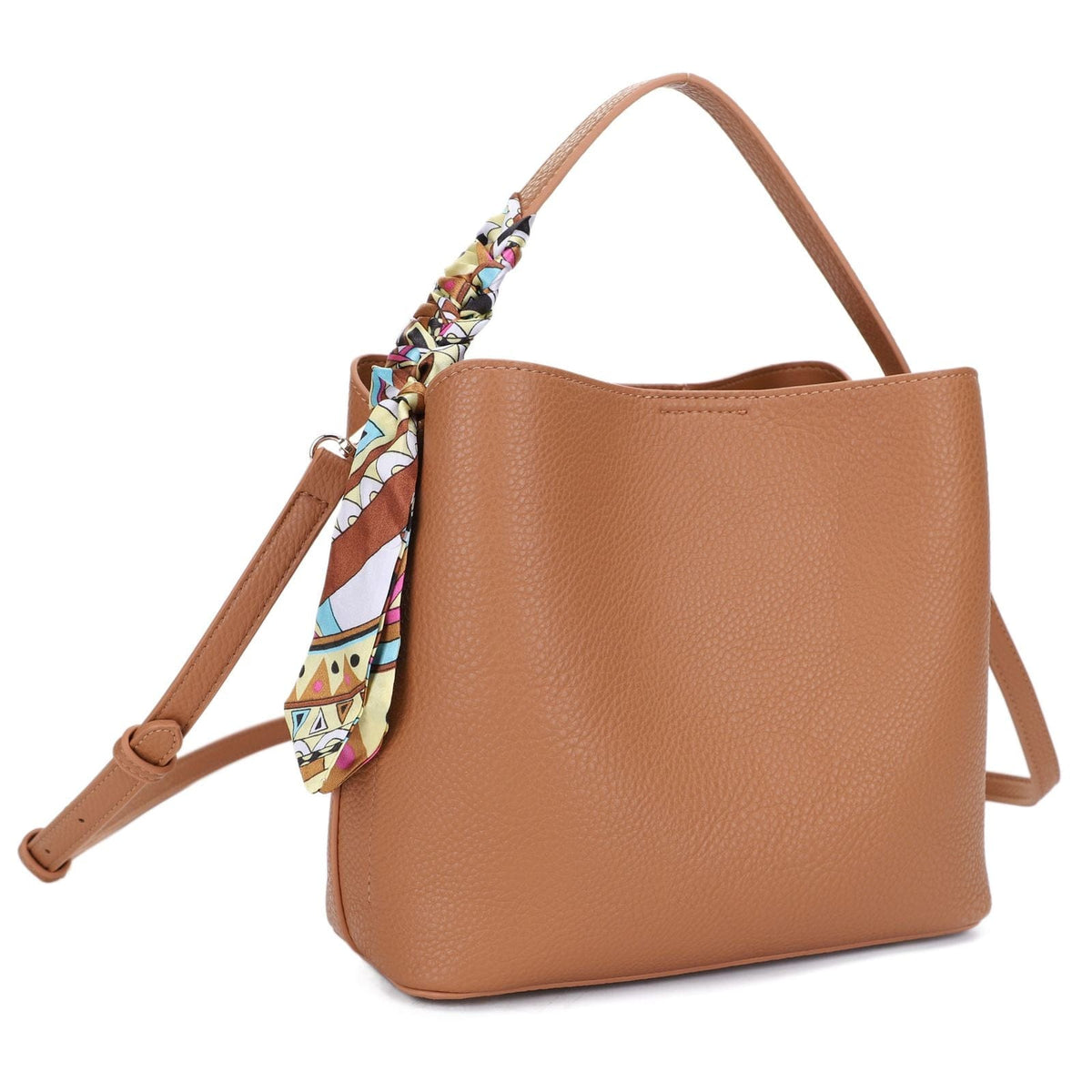 EJ60312 - 6 Shia Bucket/Crossbody Bag With Scarf - MiMi Wholesale