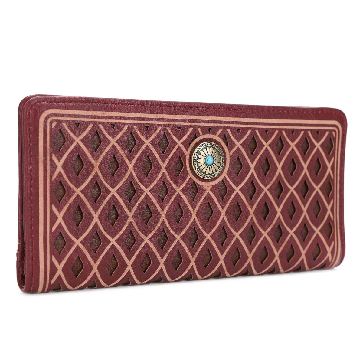 EJ60361 Diamond Pattern Laser Cut Out Wallet - MiMi Wholesale