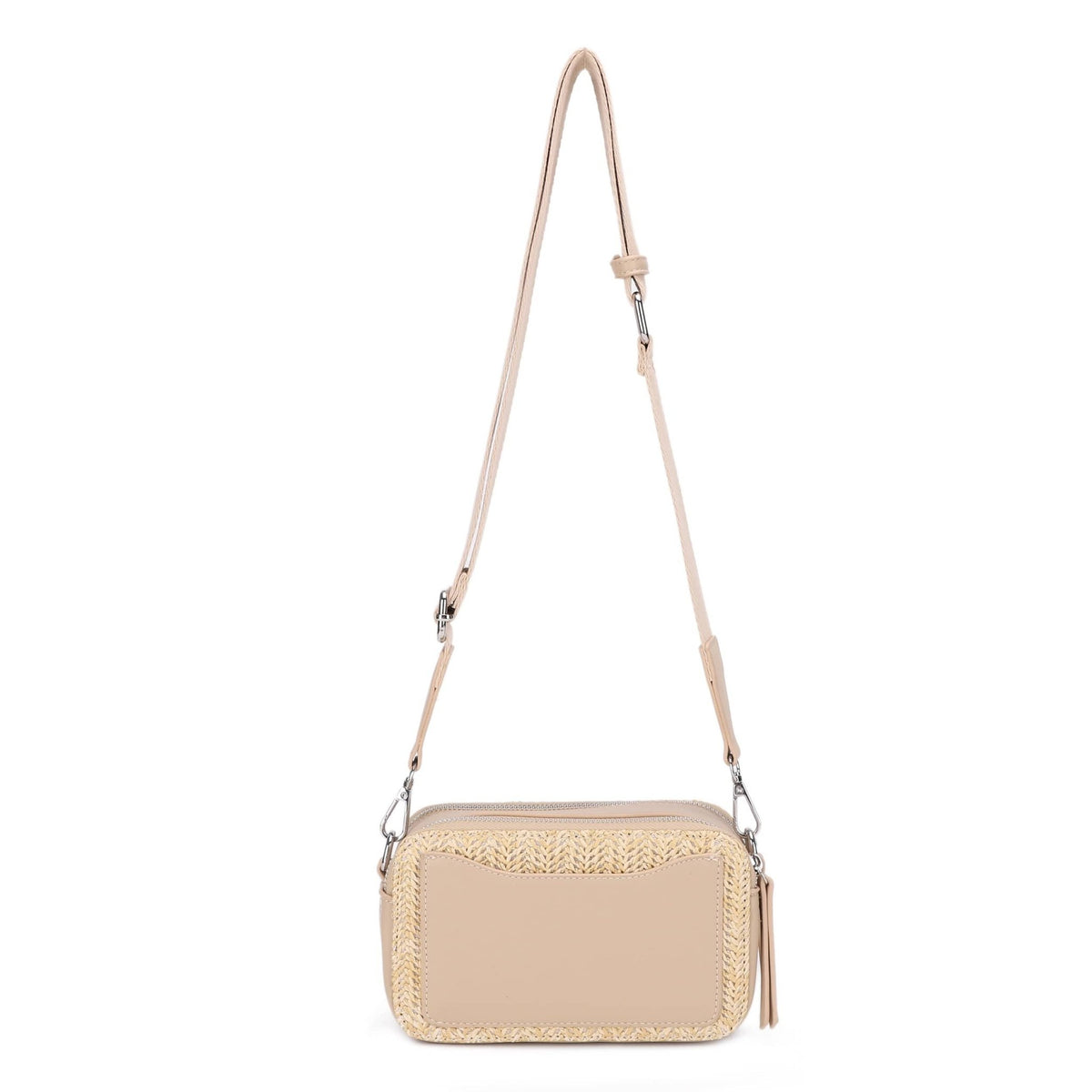 EJ60439 Jeena Two Tone Straw Crossbody Bag - MiMi Wholesale