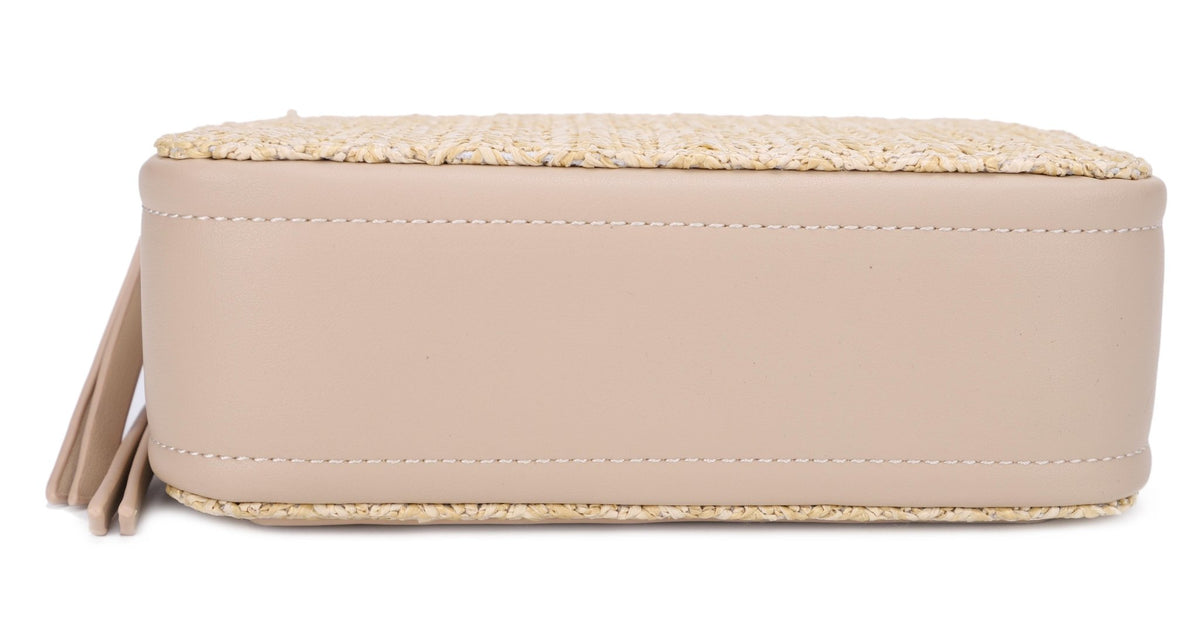 EJ60439 Jeena Two Tone Straw Crossbody Bag - MiMi Wholesale
