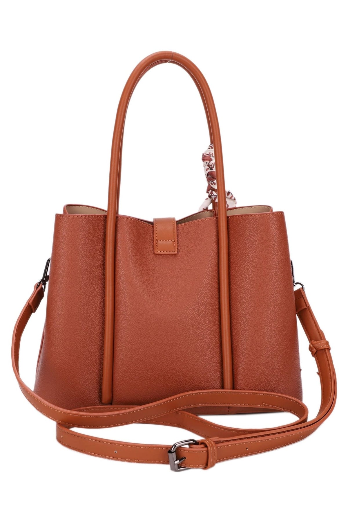 ES60429-6 Elena Structured Satchel with Scarf - MiMi Wholesale