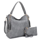 FC20496 Tonya Double Zipper 2 in 1 Hobo Bag With Wristlet - MiMi Wholesale