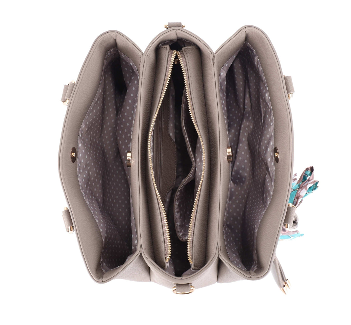 FC30122 Jia Three Compartment Satchel With Bow - MiMi Wholesale