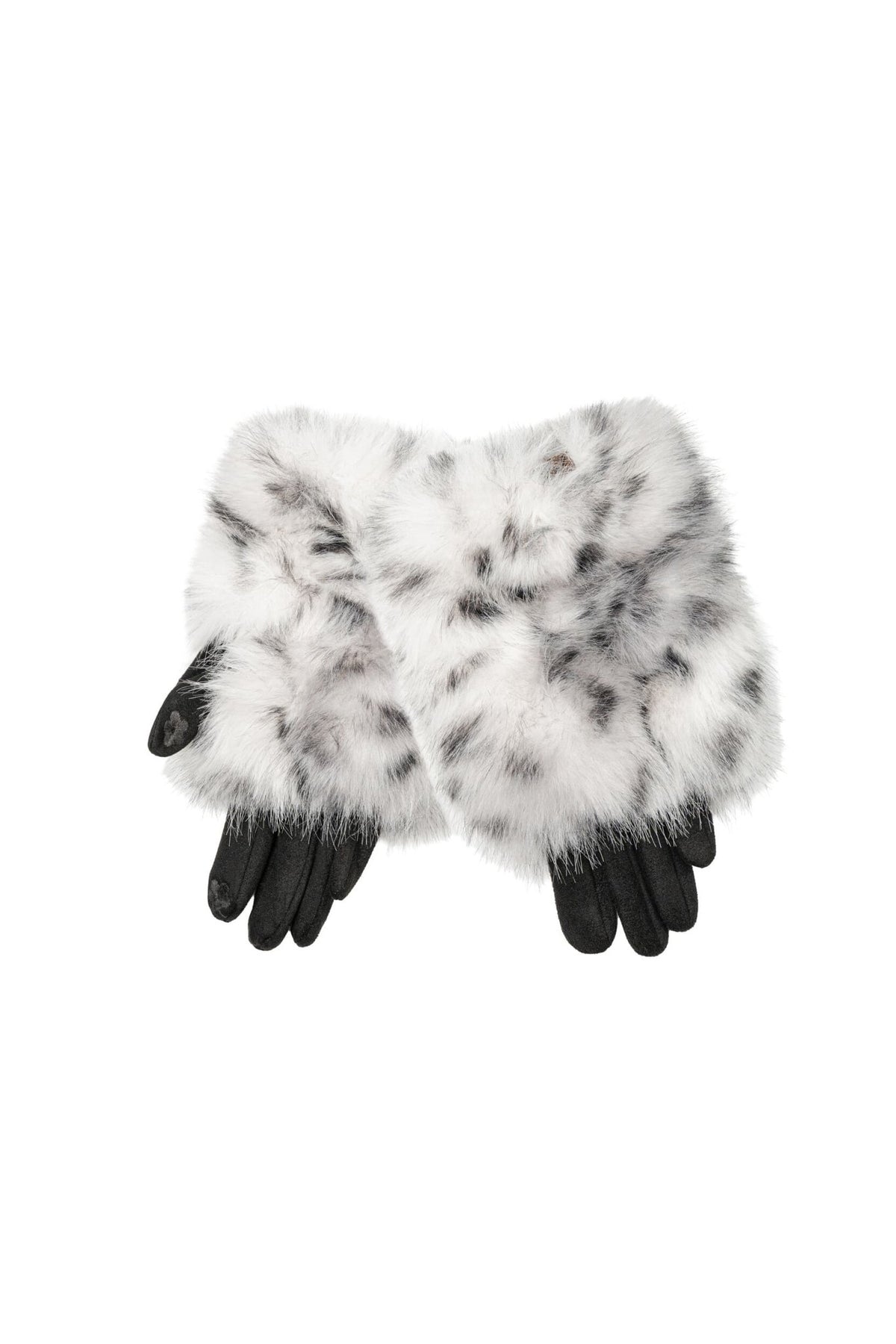 GLC0076 Freya Snow Leopard Faux Fur Gloves - MiMi Wholesale