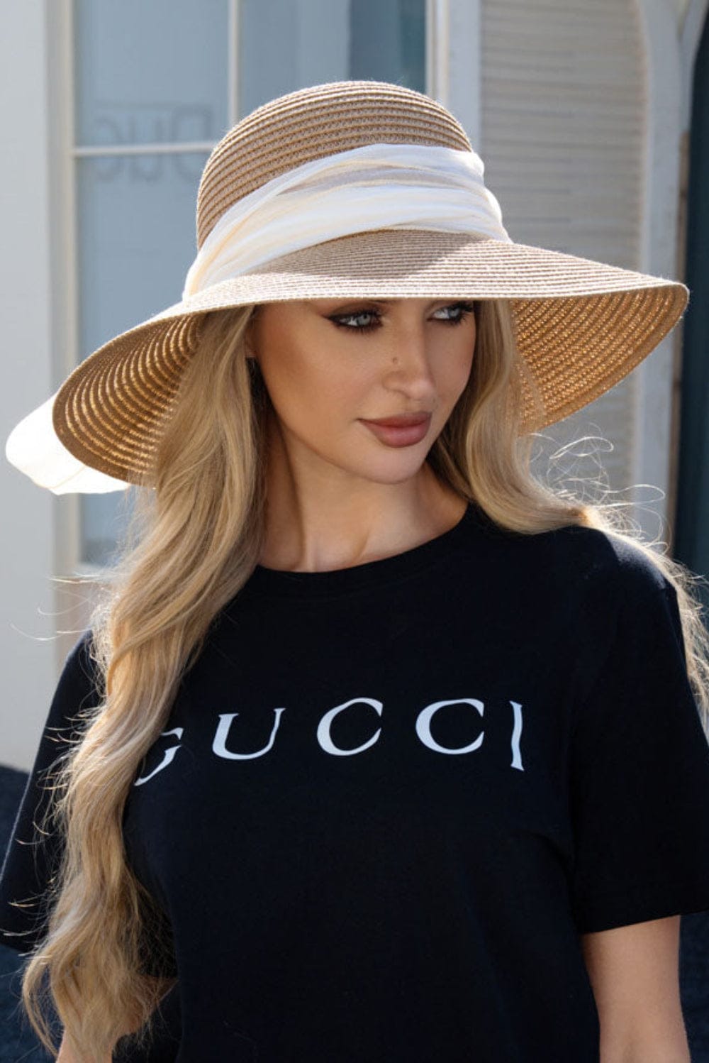 H3523 Graciella Floppy Hat With Silk Band - MiMi Wholesale