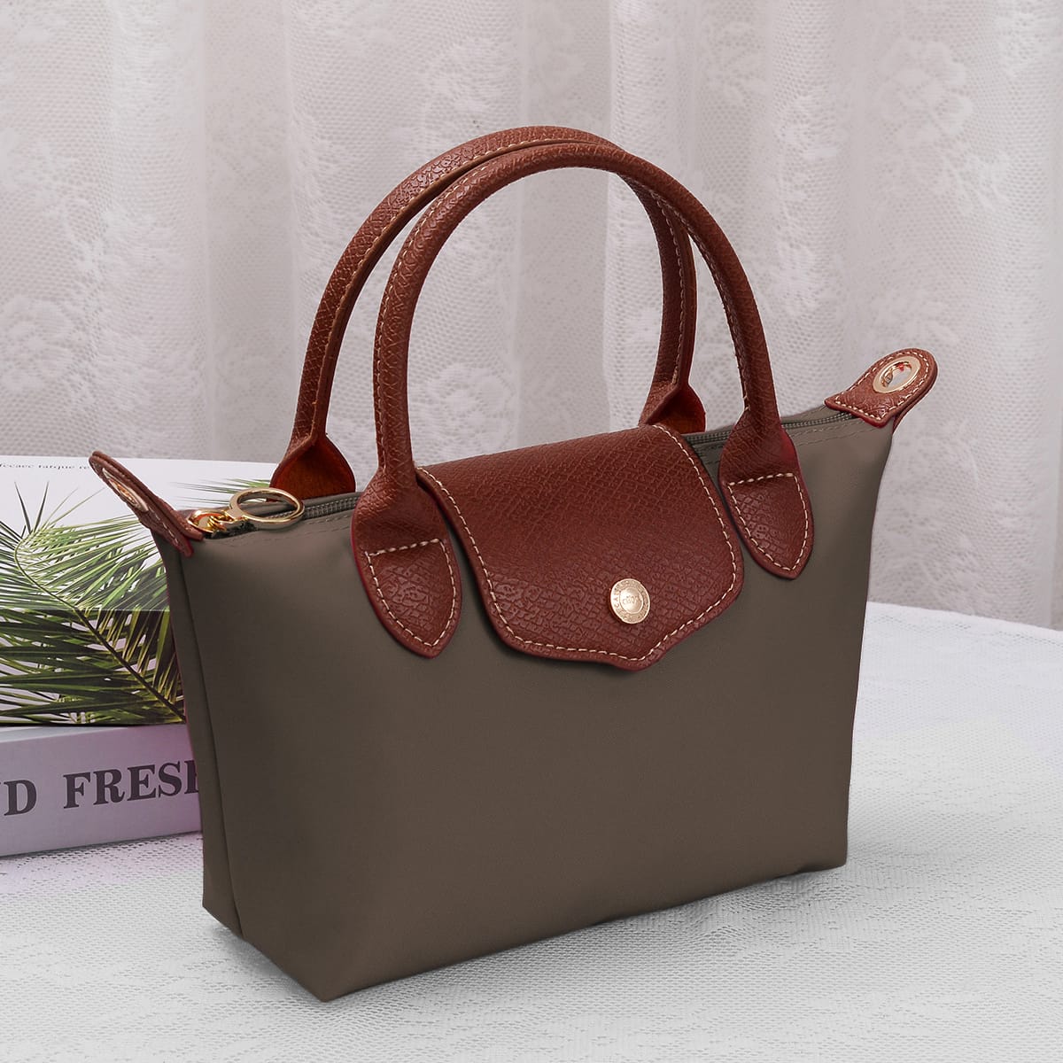 HM782 Britney Nylon Double Handle Crossbody Bag - MiMi Wholesale