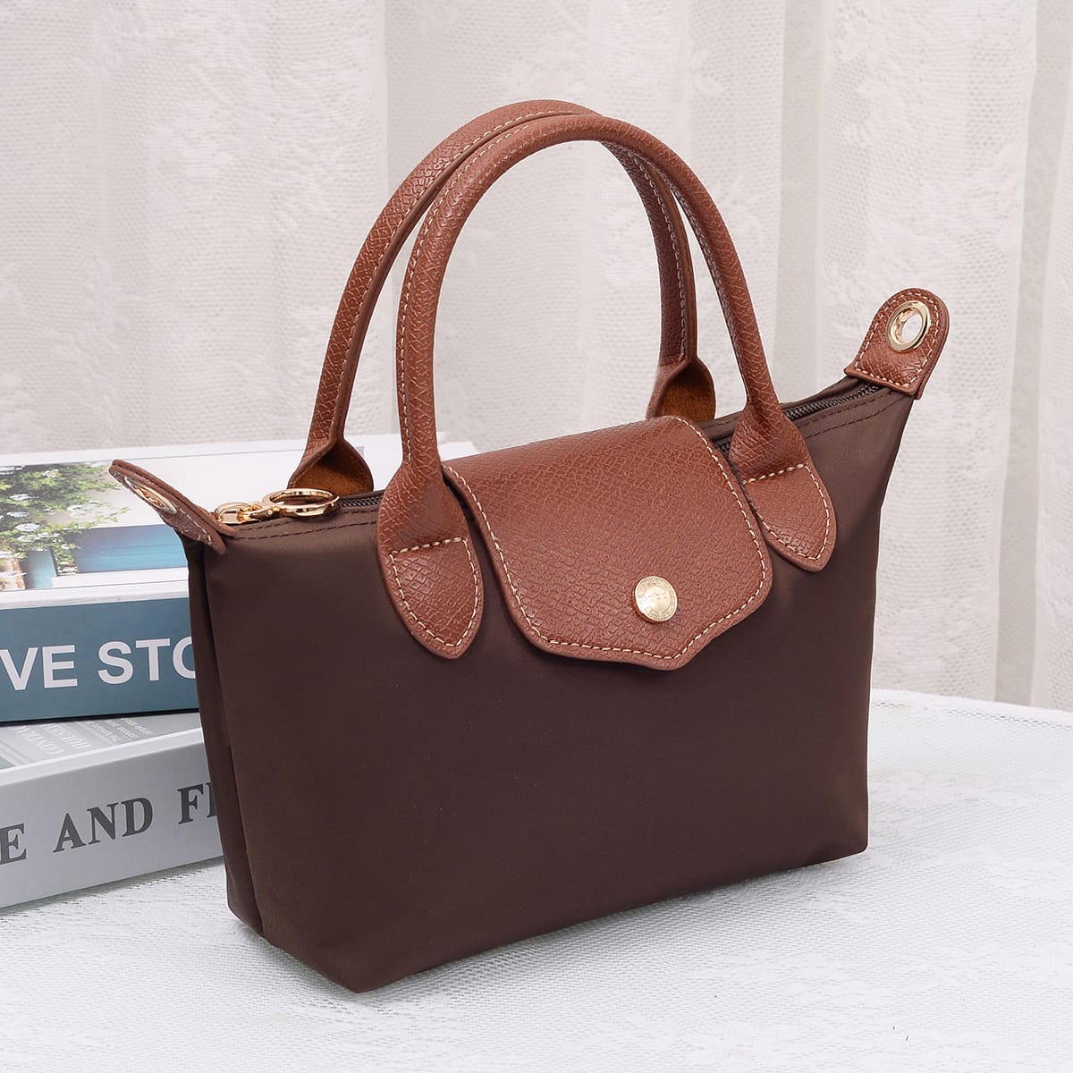 HM782 Britney Nylon Double Handle Crossbody Bag - MiMi Wholesale
