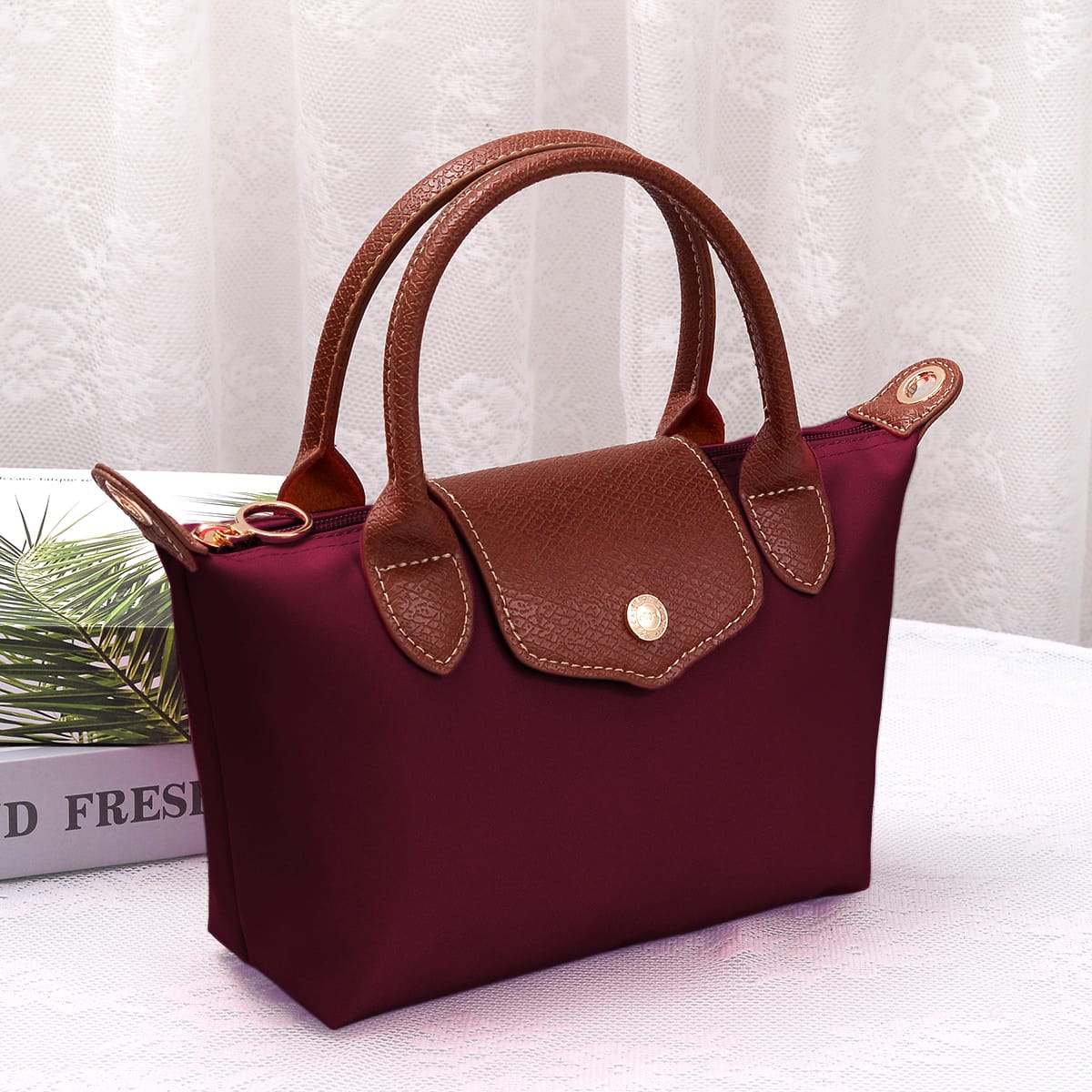 HM782 Britney Nylon Double Handle Crossbody Bag - MiMi Wholesale