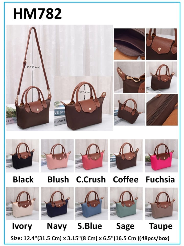 HM782 Britney Nylon Double Handle Crossbody Bag - MiMi Wholesale
