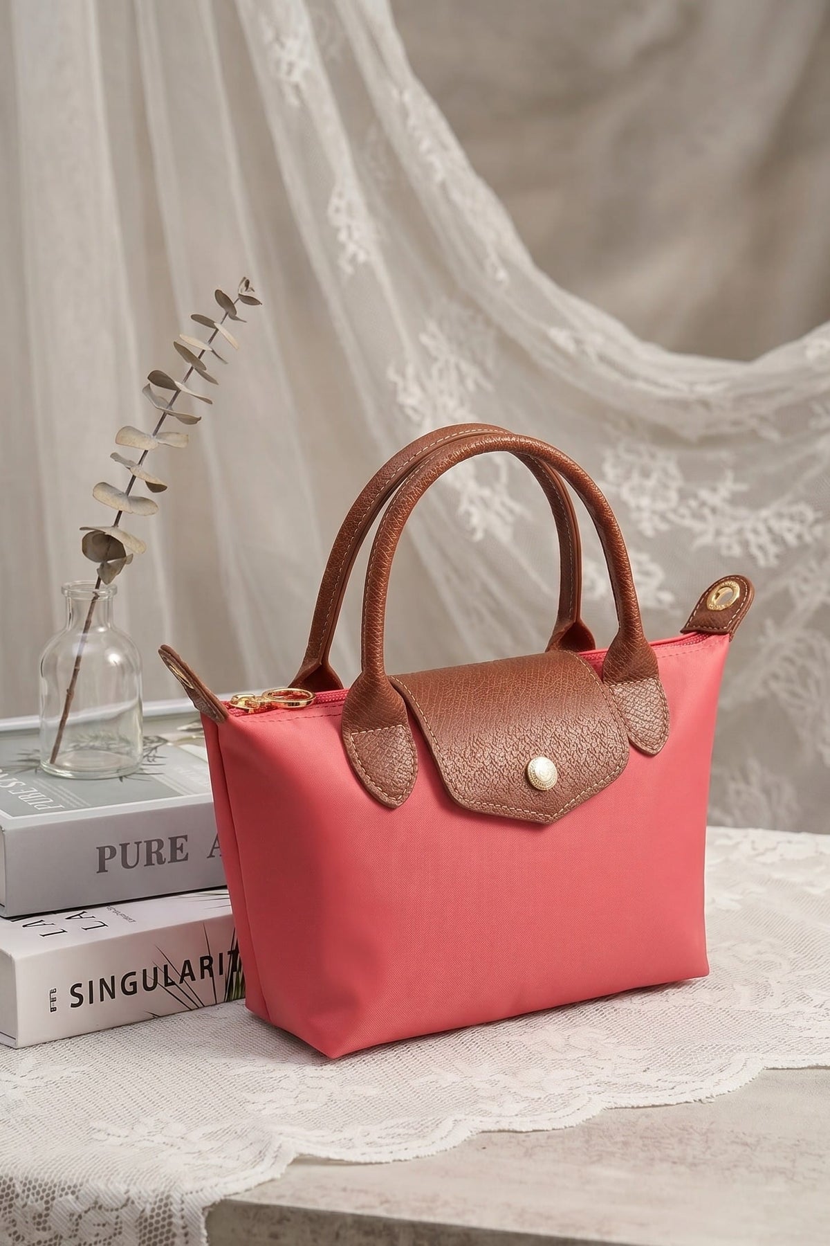 HM782 Britney Nylon Double Handle Crossbody Bag