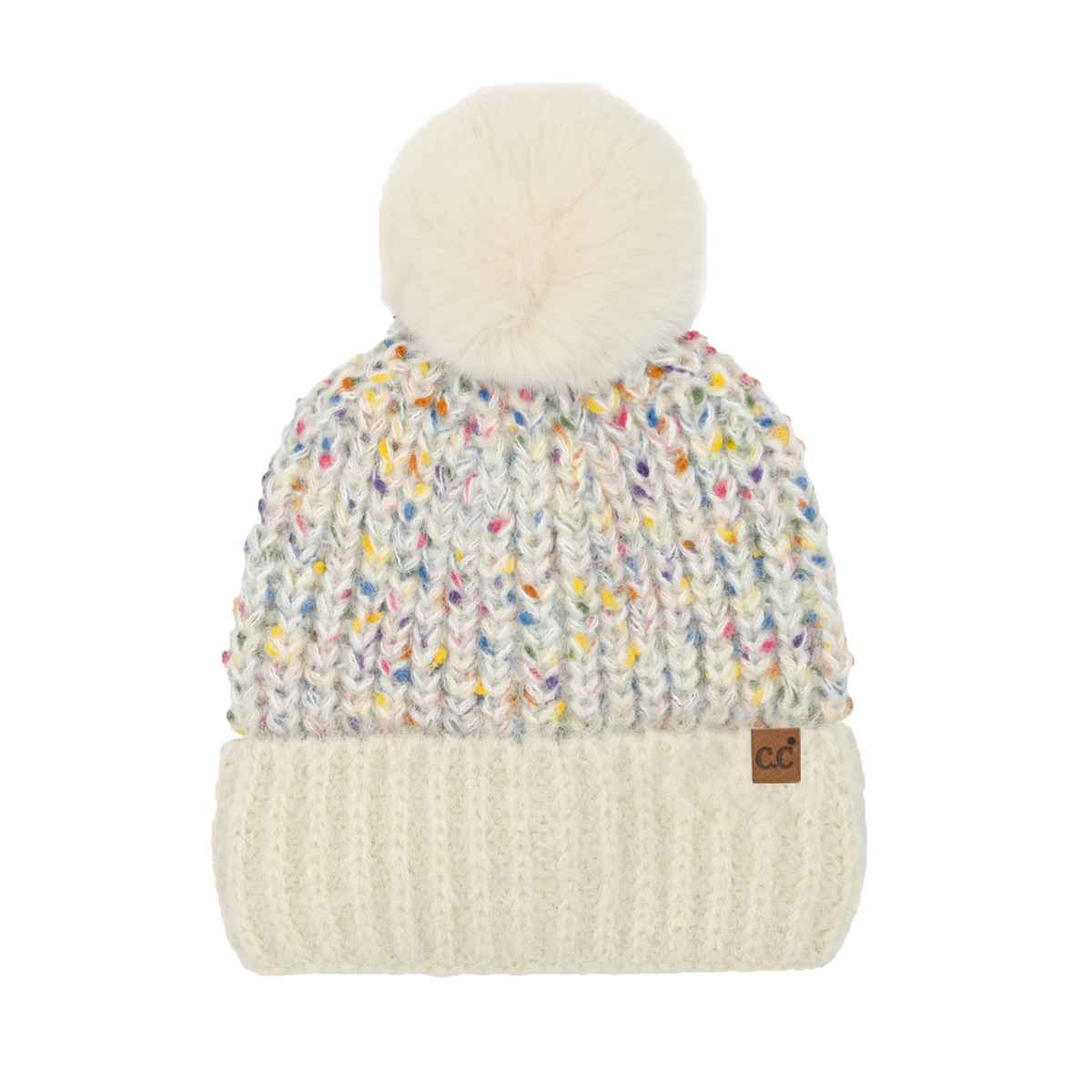 HTC0083 Colorful Confetti Pom Beanie - MiMi Wholesale