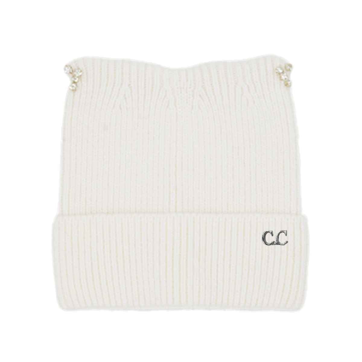 HTC0140 Rhinestone Cat Ear Cuff Beanie - MiMi Wholesale