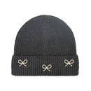 HTE0148 Pearl Bow Charm Cuff Beanie - MiMi Wholesale
