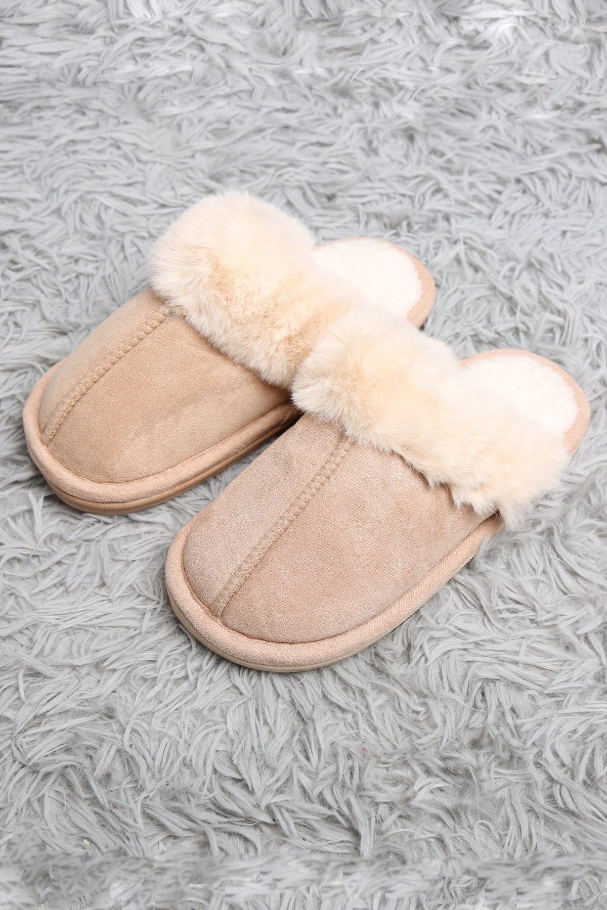 JCL6130 Faux Fur Suede All Day Mule Slippers - MiMi Wholesale
