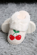 JCL6136 Super Lux Cherry Faux Fur Cuff Slippers - MiMi Wholesale