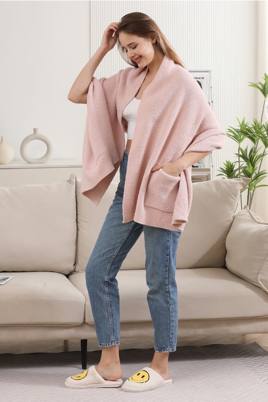 JCL6212 Open Shawl Cardigan with Pockets - MiMi Wholesale